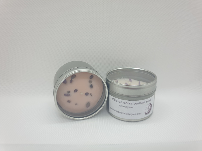 bougies pot vegetal parfum rose ametyste