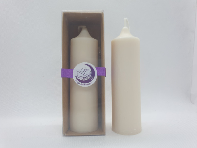 Cierge cire abeilles blanche dans coffret