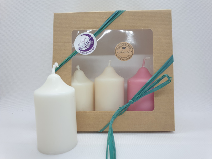 Bougies de l avent cire vegetale coffert  rose blanche