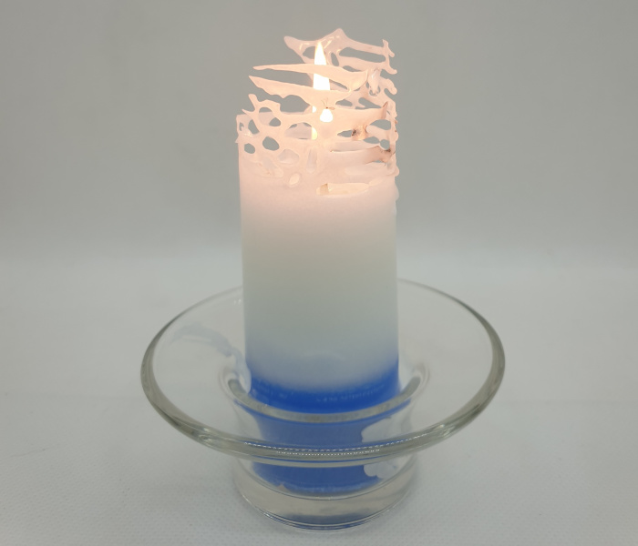 bougie stearine effet dentelle 